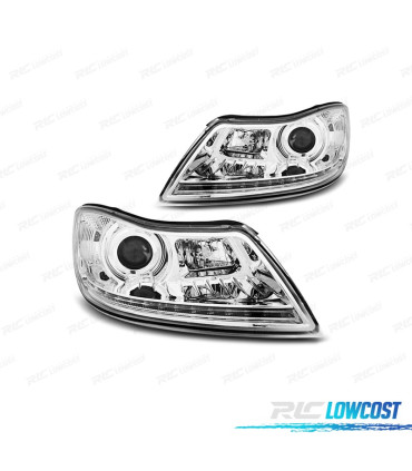 FAROS PARA SKODA OCTAVIA 08-13 LUZ DIURNA FONDO CROMO