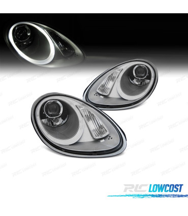 FAROS PARA PORSCHE BOXSTER 987 05-08 OJOS ANGEL FONDO GRIS CLARO