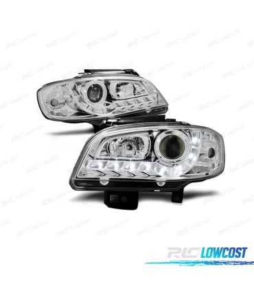 FAROS PARA SEAT IBIZA CORDOBA 6K2 99-02 LUZ DIURNA FONDO CROMO