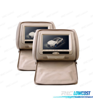 REPOSACABEZAS MULTIMEDIA 7 PULGADAS HD USB SD COLOR BEIGE