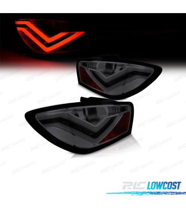 PILOTOS PARA SEAT IBIZA 08-12 LIGHT BAR FONDO CROMO AHUMADO 3 PUERTAS