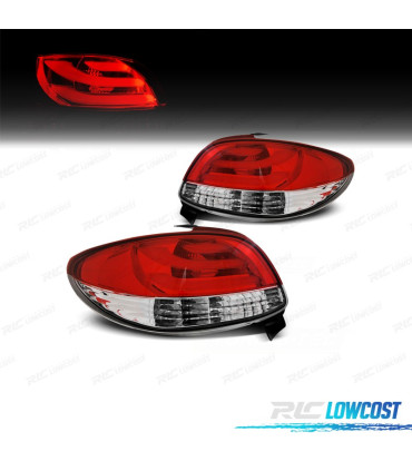PILOTOS PEUGEOT 206 98-09 LIGHT BAR ROJO CROMO