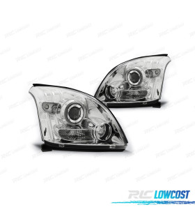 FAROS TOYOTA LAND CRUISER FJ120 03-08 OJOS ANGEL FONDO CROMO CCFL