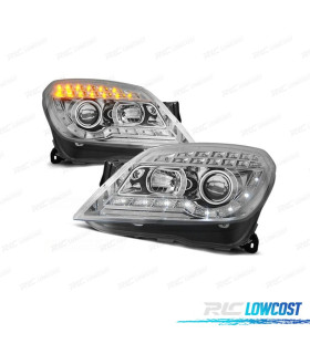 FAROS PARA OPEL ASTRA H 04-09 LUZ DIURNA + INTERMITENTE LED FONDO CROMO