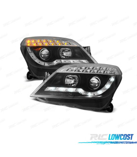 FAROS PARA OPEL ASTRA H 04-09 LUZ DIURNA + INTERMITENTE LED FONDO NEGRO