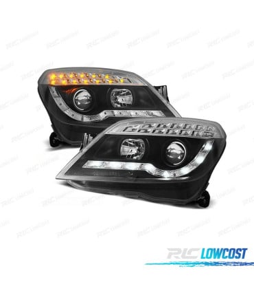 FAROS PARA OPEL ASTRA H 04-09 LUZ DIURNA + INTERMITENTE LED FONDO NEGRO