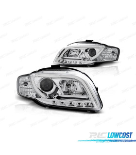 FAROS AUDI A4 B7 04-07 LUZ DIURNA TUBE LIGHT FONDO CROMO