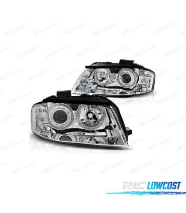 FAROS PARA AUDI A3 8P OJOS ANGEL FONDO CROMO