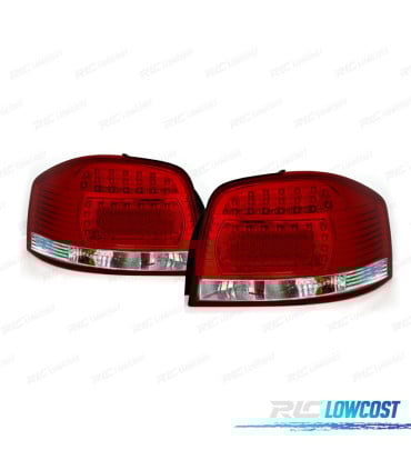 PILOTOS AUDI A3 8P 03-08 LED ROJO CROMO