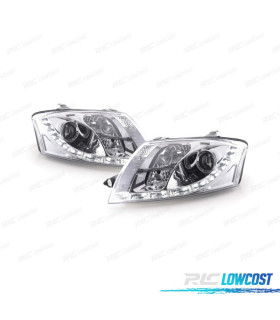 FAROS AUDI TT 98-05 LUZ DIURNA LED FONDO CROMO
