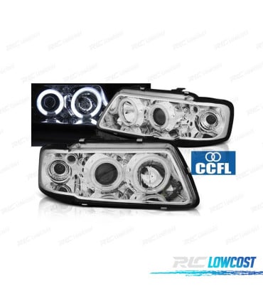 FAROS AUDI A3 8L 96-00 OJOS ANGEL CCFL FONDO CROMO