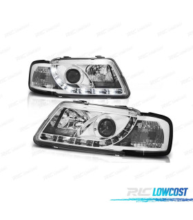 FAROS AUDI A3 8L 96-00 LUZ DIURNA FONDO CROMO
