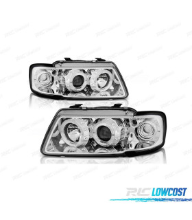FAROS AUDI A3 8L 96-00 OJOS ANGEL FONDO CROMO