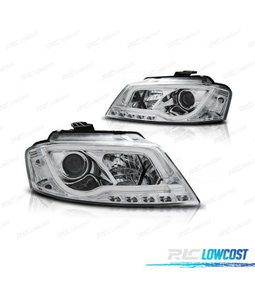 FAROS AUDI A3 8P 08-12 LUZ DIURNA TUBE LIGHT FONDO CROMO