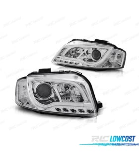 FAROS AUDI A3 8P 03-08 LUZ DIURNA TUBE LIGHT FONDO CROMO
