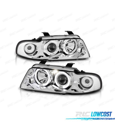 FAROS AUDI A4 B5 94-99 OJOS ANGEL FONDO CROMO