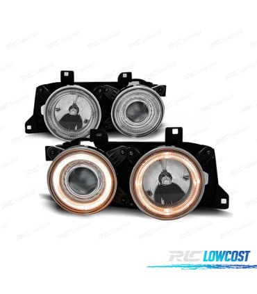 FAROS BMW E34 E32 86-94 OJOS ANGEL FONDO CROMO