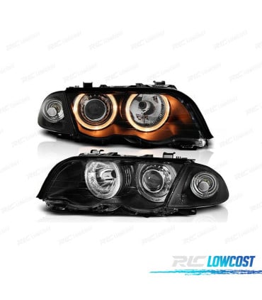 FAROS BMW E46 BERLINA 98-01 OJOS ANGEL FONDO NEGRO