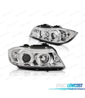 FAROS BMW E90 91 05-08 OJOS ANGEL CCFL FONDO CROMO