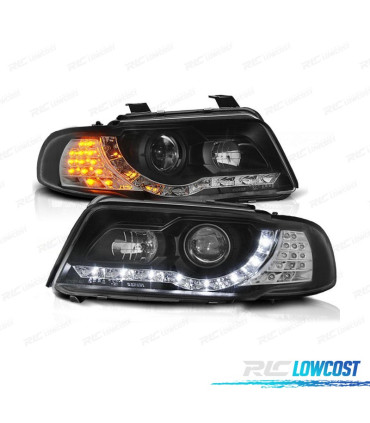 FAROS AUDI A4 B5 99-01 LUZ DIURNA LED FONDO NEGRO