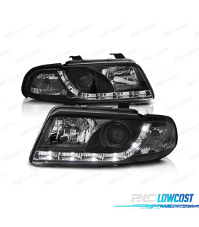 FAROS PARA AUDI A4 B5 94-99 LUZ DIURNA LED FONDO NEGRO