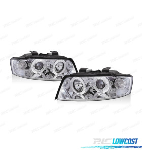FAROS AUDI A4 B6 00-04 OJOS ANGEL FONDO CROMO