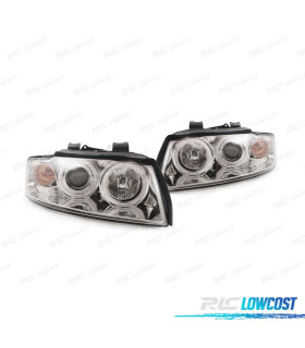 FAROS AUDI A4 B6 00-04 OJOS ANGEL CCFL FONDO CROMO