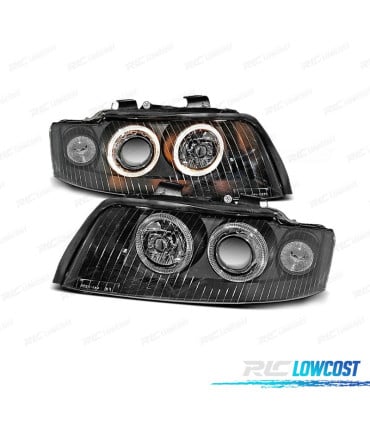 FAROS OJOS ANGEL AUDI A4 B6 00-04 HALOGENOS FONDO NEGRO
