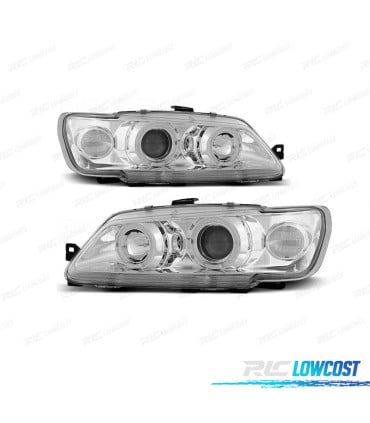 FAROS PEUGEOT 306 93-97 OJOS ANGEL FONDO CROMO