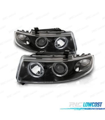 FAROS SEAT LEON TOLEDO 1M OJOS ANGEL 99-05 FONDO NEGRO LED