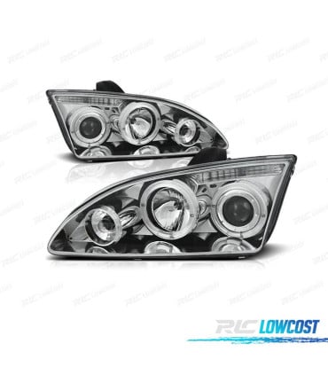 FAROS FORD FOCUS 04-08 OJOS ANGEL FONDO CROMO