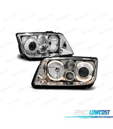 FAROS PARA VOLKSWAGEN VW BORA 98-05 OJOS ANGEL FONDO CROMO H7 H7 H3