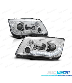FAROS VOLKSWAGEN VW BORA 98-05 LUZ DIURNA FONDO CROMO