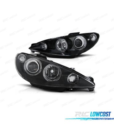 FAROS PEUGEOT 206 98-09 OJOS ANGEL FONDO NEGRO