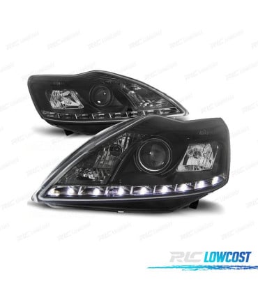 FAROS FORD FOCUS 08-11 LUZ DIURNA FONDO NEGRO