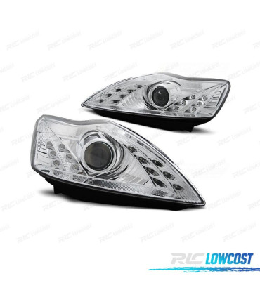 FAROS FORD FOCUS 08-11 OJOS ANGEL FONDO CROMO