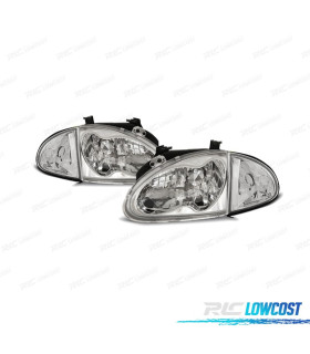 FAROS + INTERMITENTE HONDA CRX DEL SOL 92-97 FONDO CROMO