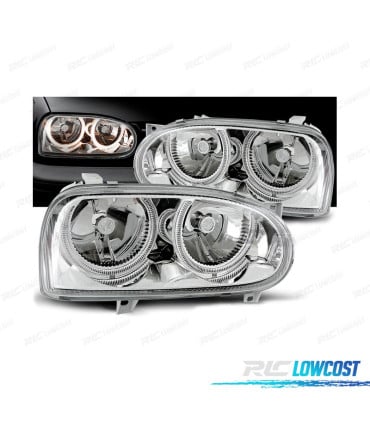 FAROS VOLKSWAGEN VW GOLF 3 OJOS ANGEL FONDO CROMO H7 H7