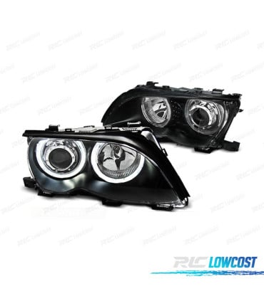 FAROS BMW E46 OJOS ANGEL LED CCFL 4 PUERTAS 01-05 FONDO NEGRO