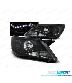 FAROS VOLKSWAGEN VW TIGUAN 07-11 LUZ DIURNA LED FONDO NEGRO
