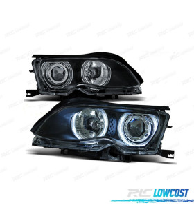 FAROS BMW E46 4 PUERTAS 01-05 OJOS ANGEL CCFL FONDO NEGRO