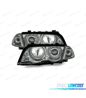 FAROS BMW E46 4 PUERTAS 98-01 OJOS ANGEL CCFL FONDO CROMO H7-H7