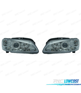 FAROS PEUGEOT 106 96-05 OJOS ANGEL FONDO CROMO