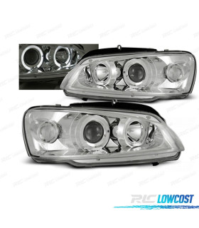 FAROS PEUGEOT 106 96-03 OJOS ANGEL FONDO CROMO