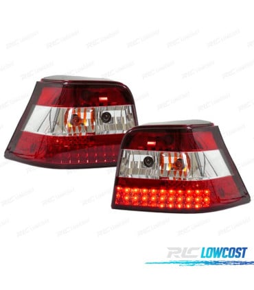 PILOTOS VOLKSWAGEN VW GOLF 4 97-03 LED ROJO CROMO