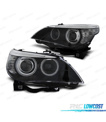 FAROS XENON BMW E60 E61 03-04 OJOS ANGEL CCFL D2S FONDO NEGRO