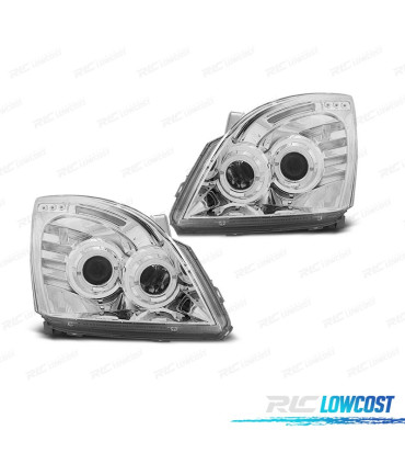 FAROS TOYOTA LAND CRUISER FJ120 03-08 OJOS ANGEL FONDO CROMO