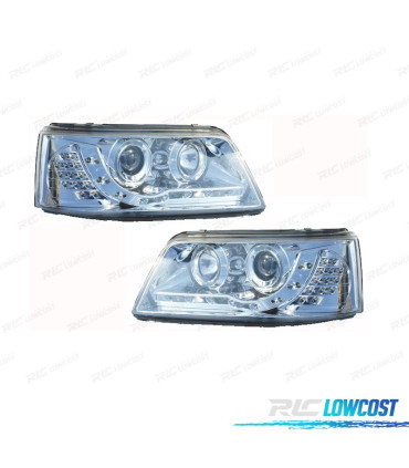 FAROS VOLKSWAGEN VW T5 03-09 LUZ DIURNA LED FONDO CHROMO
