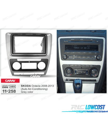 MARCO GRIS RADIO 2-DIN PARA SKODA OCTAVIA 08-13 CON AIRE ACONDICIONADO AUTOMÁTICO