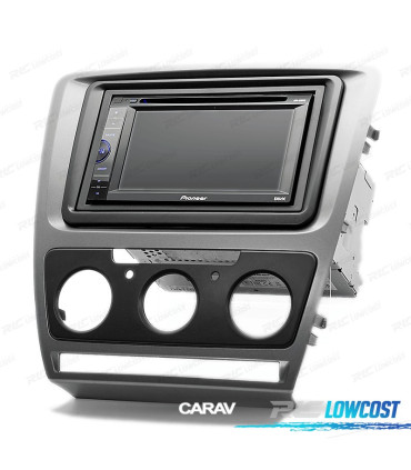 MARCO GRIS RADIO 2-DIN PARA SKODA OCTAVIA 08-13 CON AIRE ACONDICIONADO MANUAL